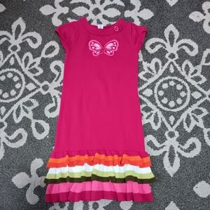 Gymboree Pink Dress with Multicolor Striped Hem